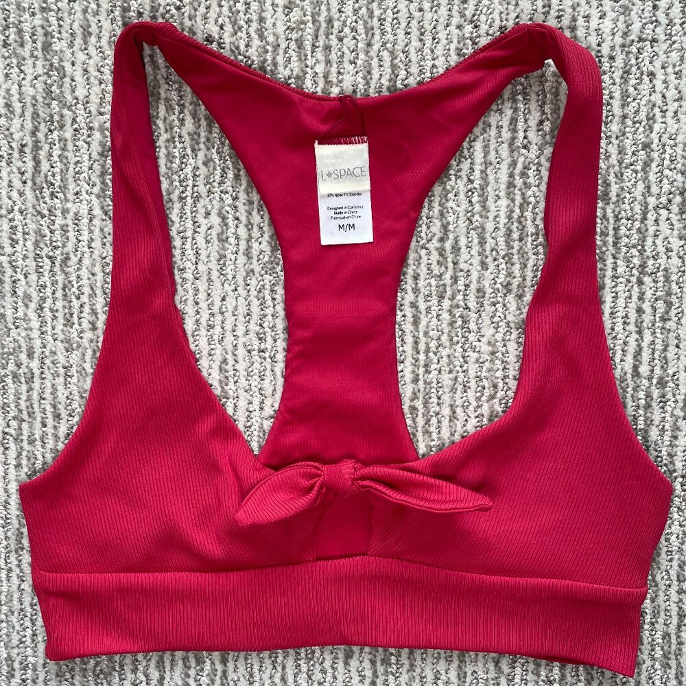 L*Space Tara Ribbed Bikini Top - Red (M)